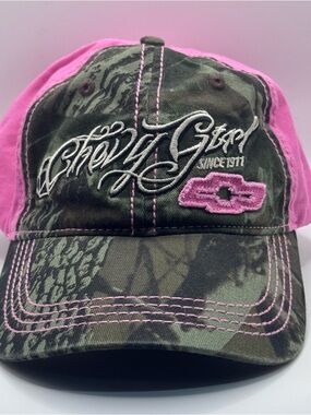 Chevy Girl Women’s Camo/Pink Bowtie Hat, Adjustable, Strapback, NWT